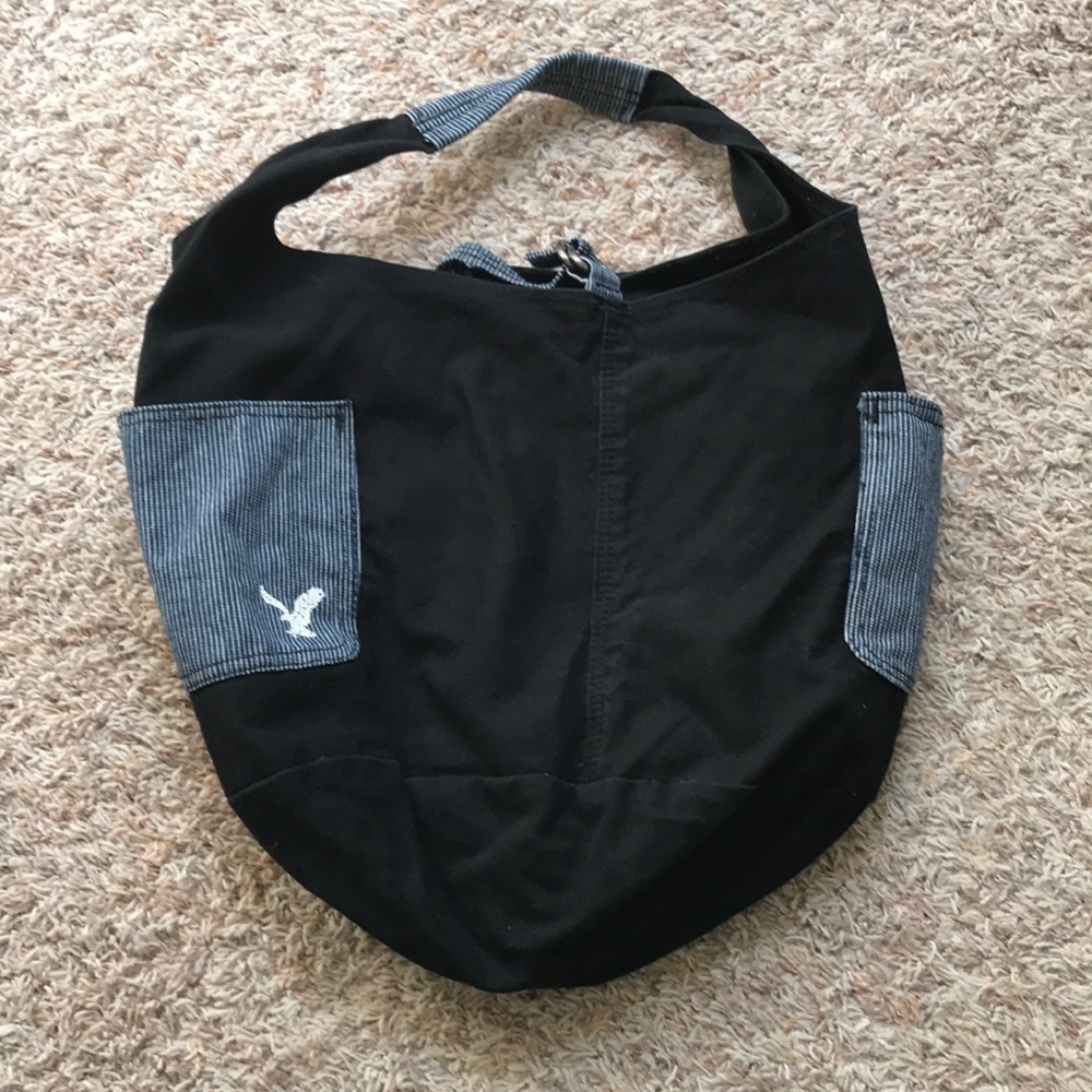 American Eagle black & blue tote/shoulder/hobo bag